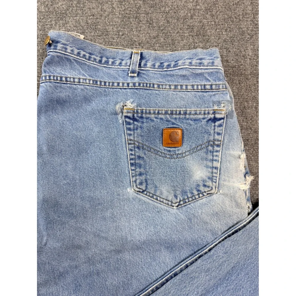 Carhartt B17-DST Mens Relaxed Fit Jeans Light‎ Wash Blue Denim 50x32 Distressed